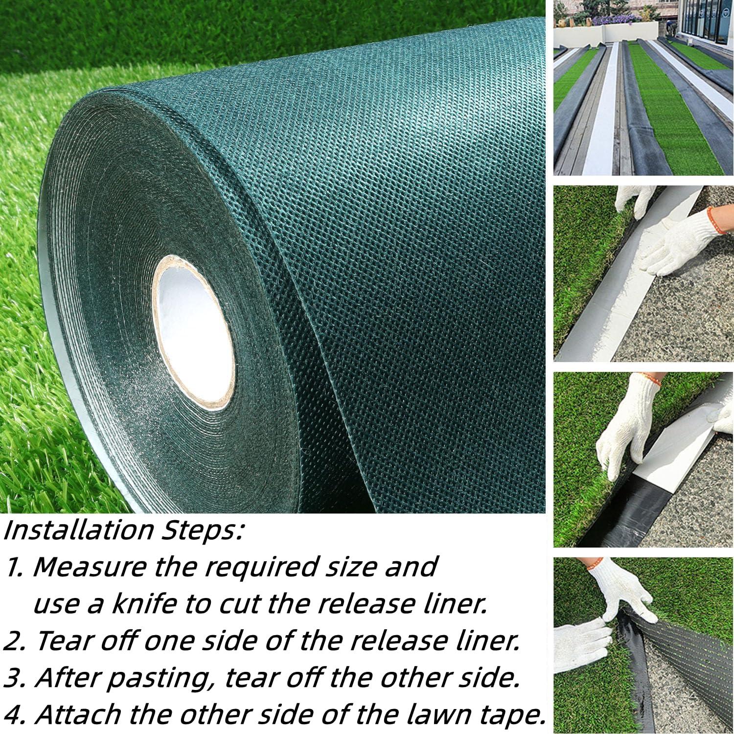 Kunstrasenband 15cm X 10m Selbstklebend - Doppelseitiges Nahtband Für Rasenteppiche