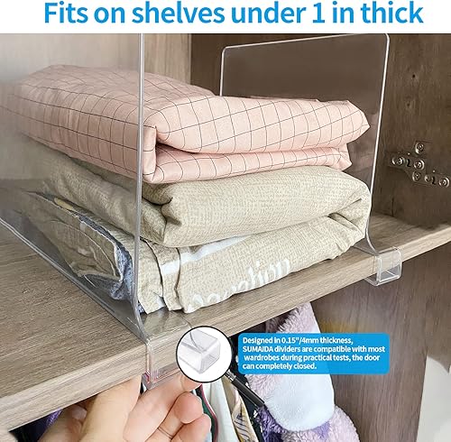 Miniatura 4 de Divisores de estantes para organización de armario, divisor de estantes de acrílico transparente para estantes de madera, estante de armarios y