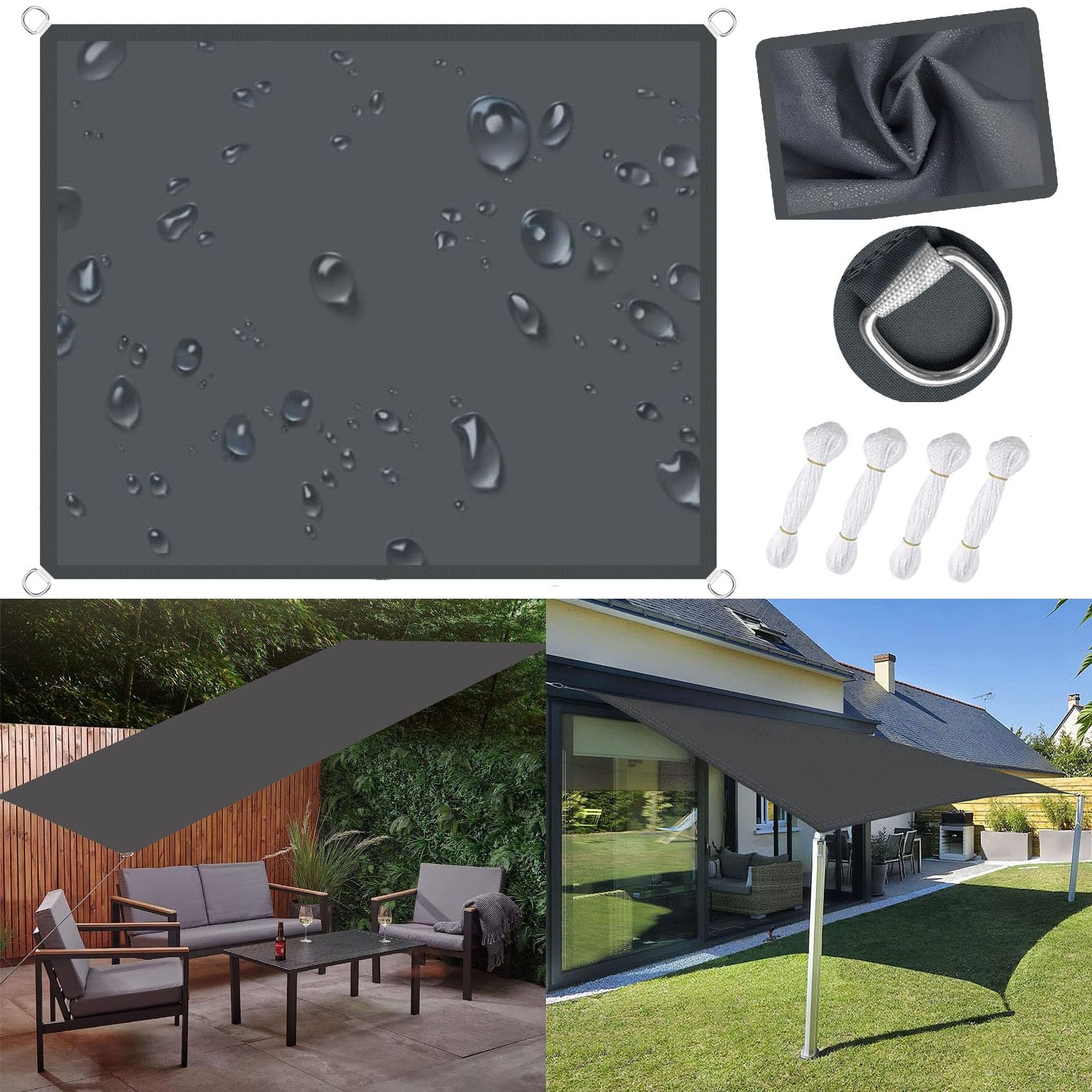 Voile d'ombrage anti pluie et UV 3x10m pour abriter la piscine