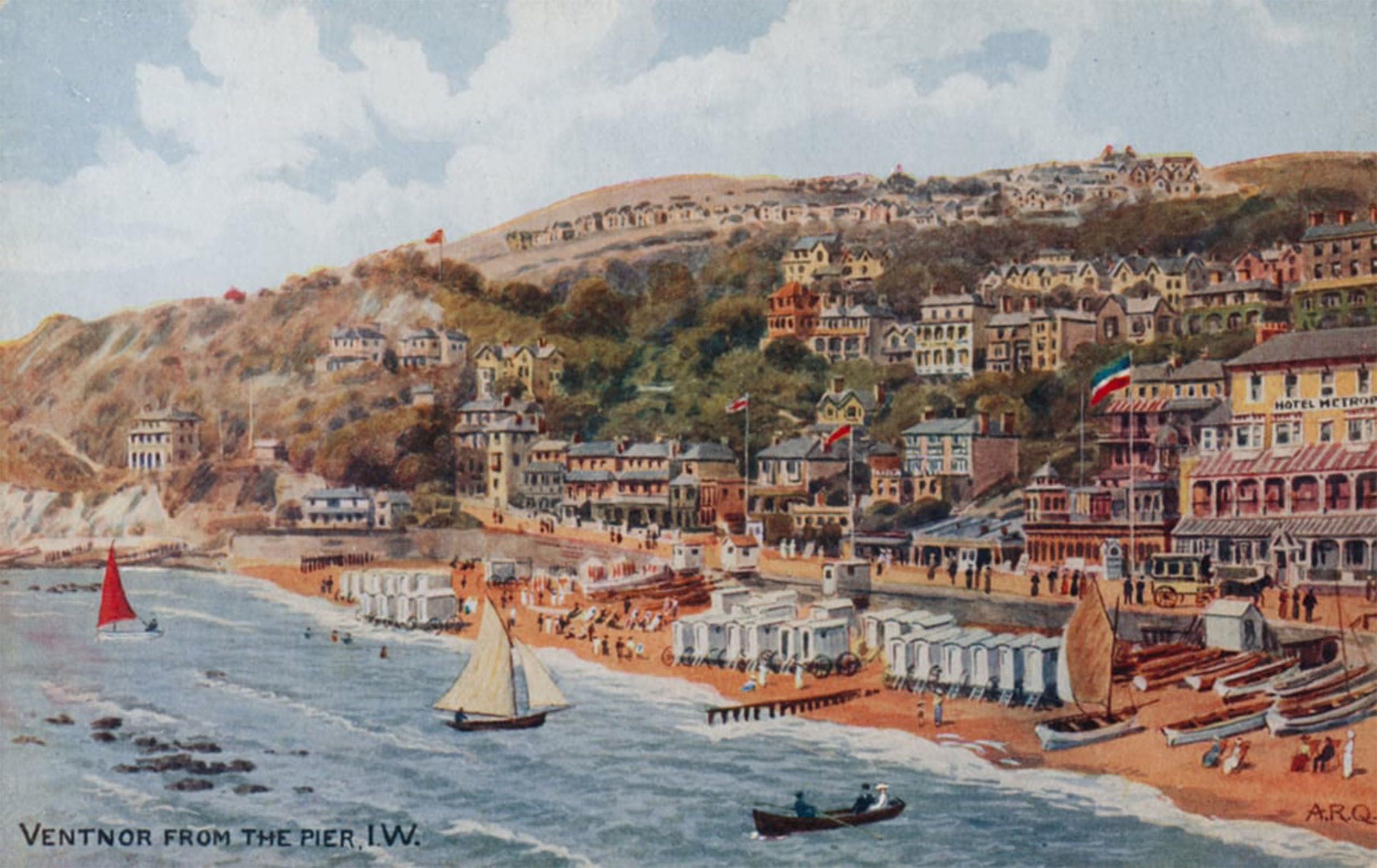 POSTERIIk Vintage Art Print Images Pictures Print Ventnor From the Pier Isle of Wight by Alfred Robert Quinton Modern Colour Posters for Office Home Decor 60x90cm