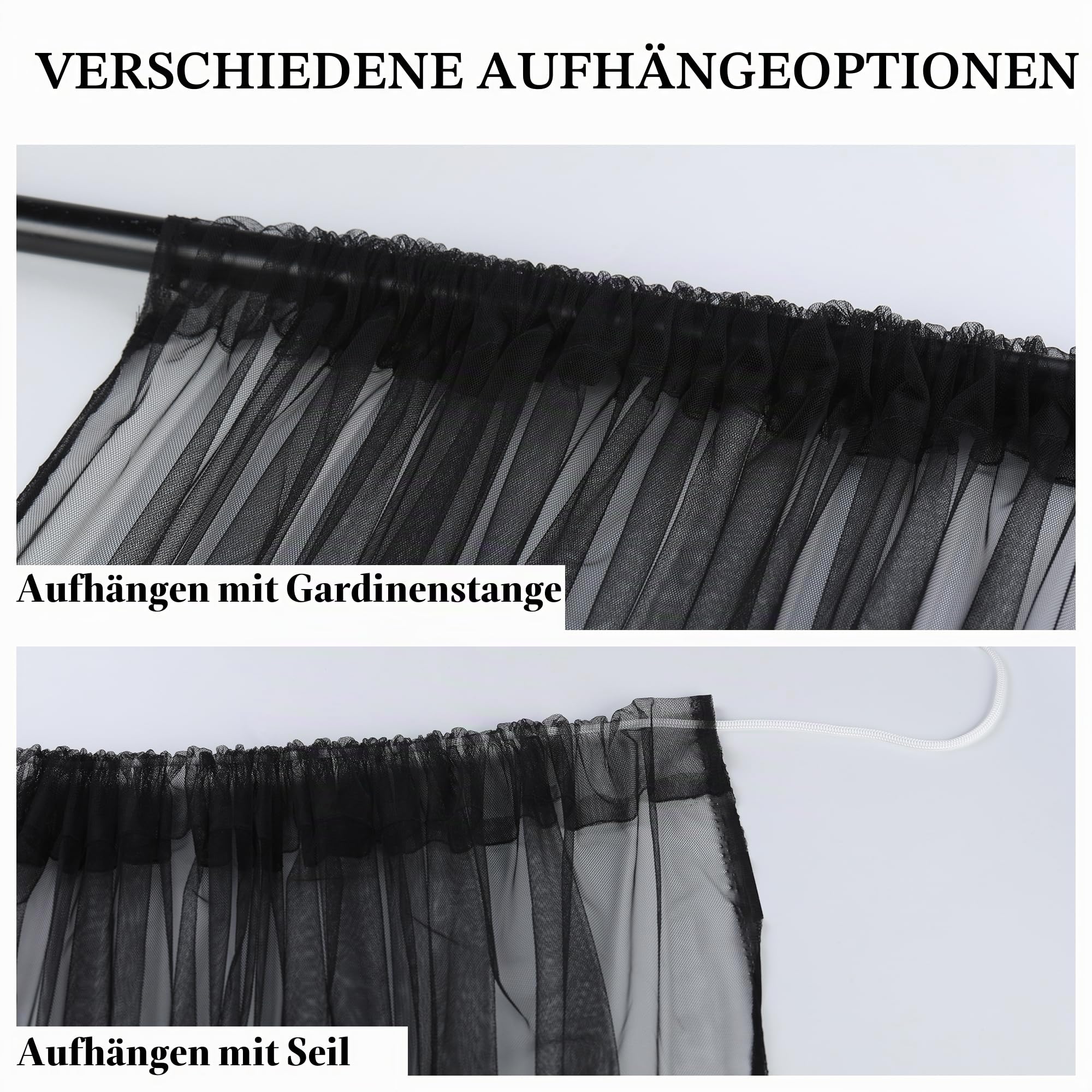 Extra breite Outdoor-Vorhänge, wasserdicht, Voile-Netz, leicht, Privatsphäre, Moskitonetz für Terrasse, Veranda, Balkon, Pergola, Terrasse, B 31 x L 274 cm pro Paneel, 2 Paneele