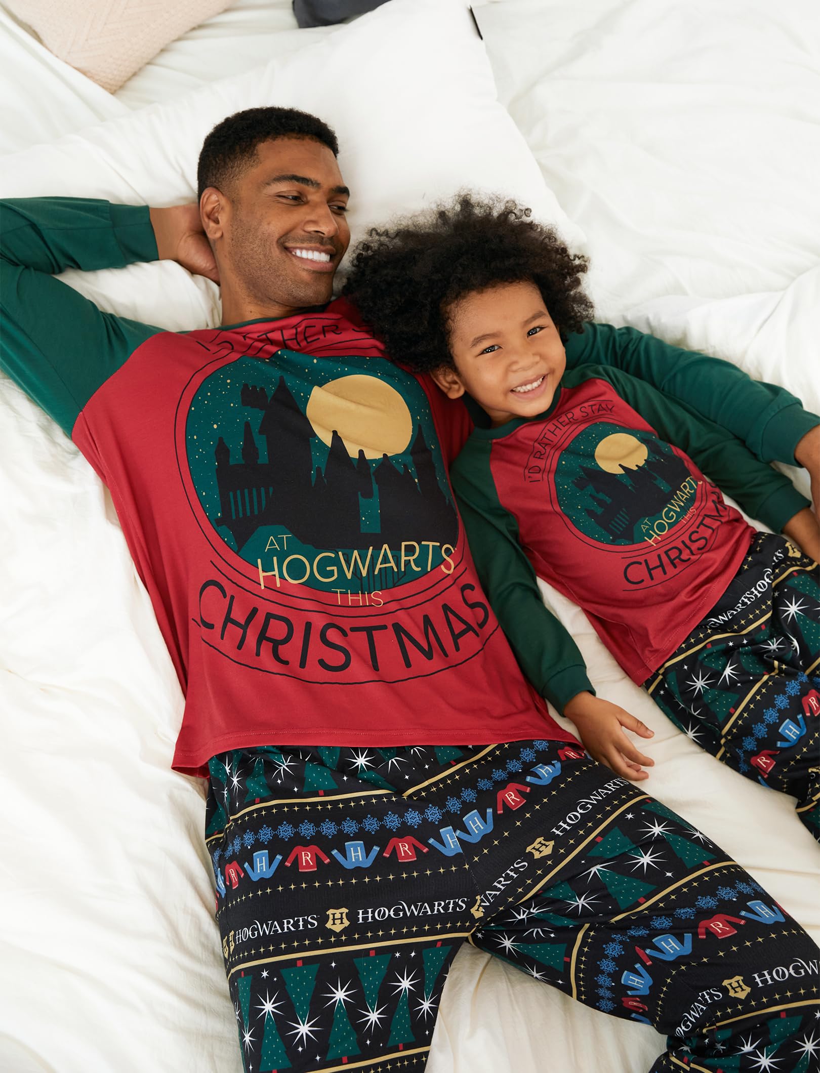 Harry Potter Conjunto de pijama familiar de Navidad a juego, conjunto de camiseta y pantalón para niños y parejas