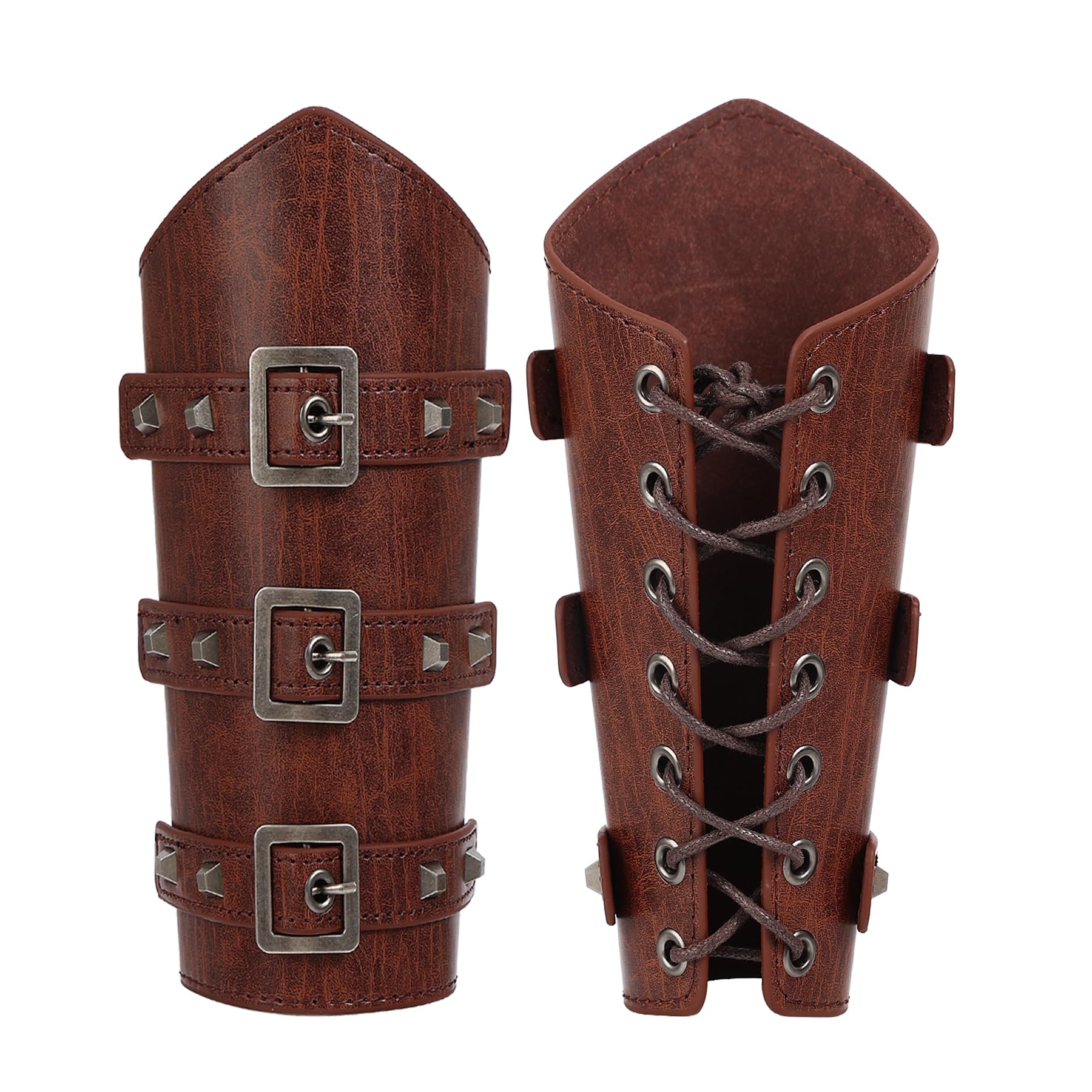 HHCSVJHS Medieval Leather Bracers Gauntlets men & women, Lacing Up Arm Guards for Viking Warriors, Halloween, Cosplay & LARP