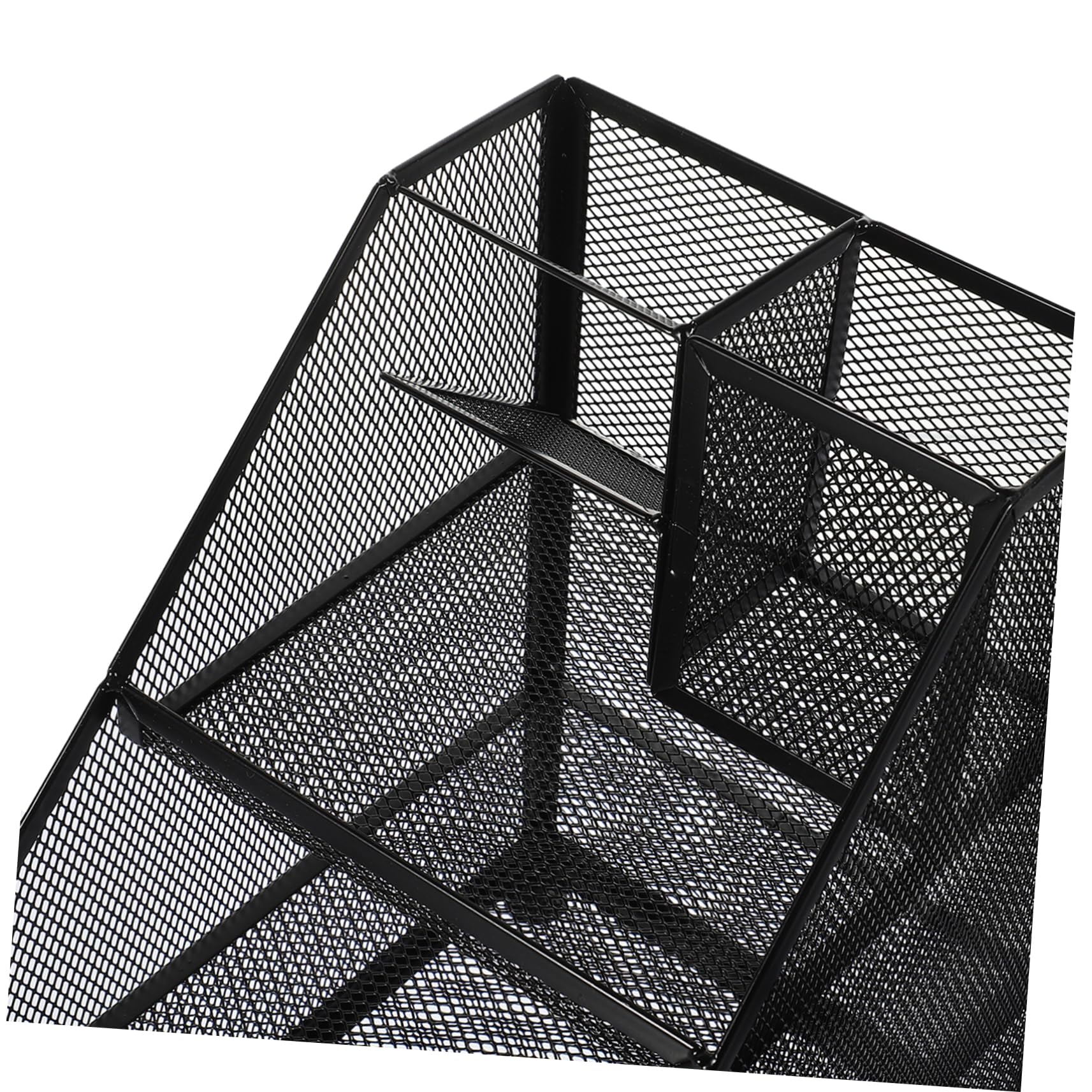 Briefablage aus Metallgitter 2 Fächer 3 Ebenen mit Links Angebrachtem Stiftehalter aus Schwarzem Eisen Multifunktionaler Aktenorganizer für Schreibtisch im Büro mit Großem