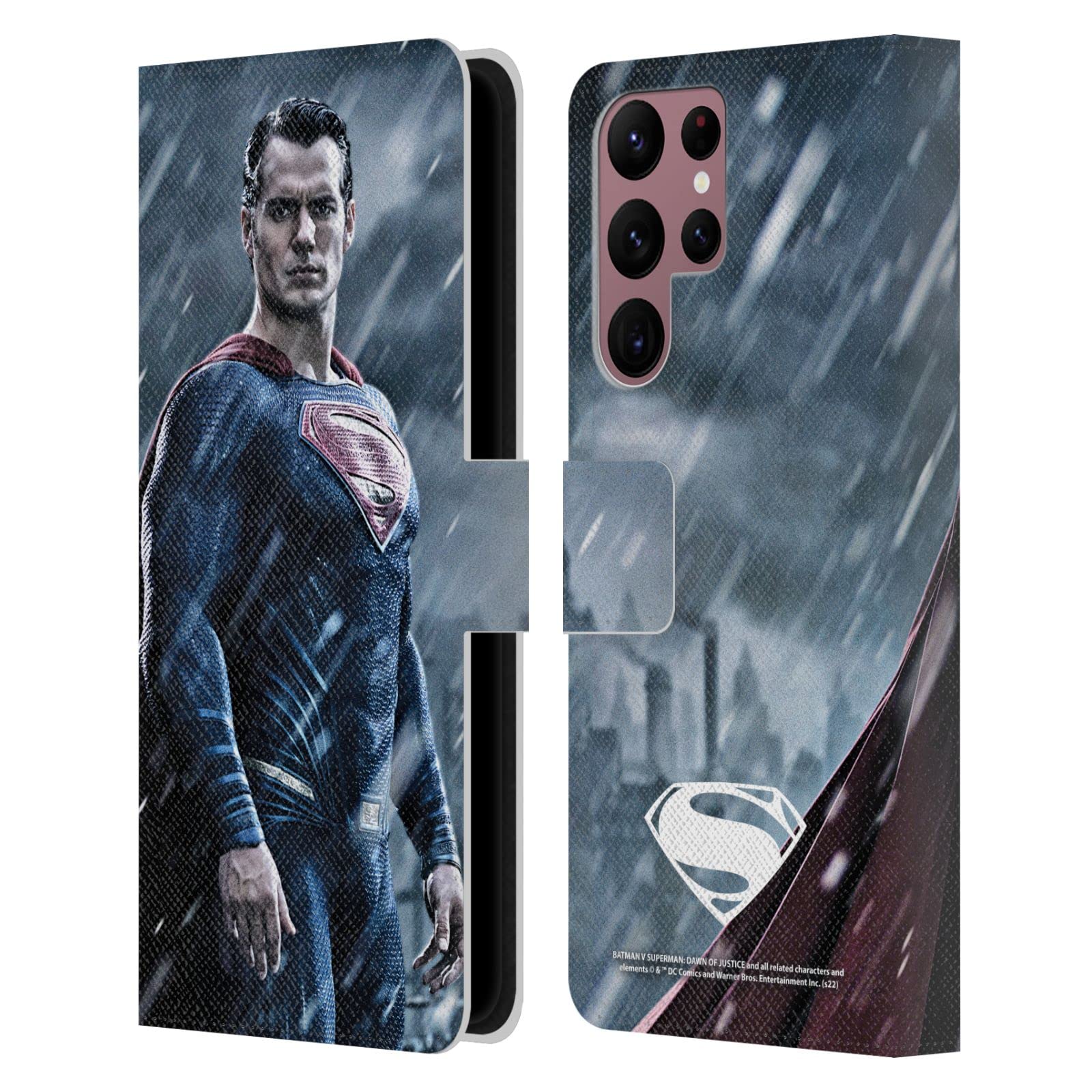 Coque en cuir Superman Samsung S22 Ultra aux finitions graphiques