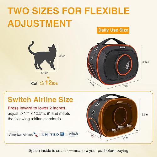 Miniatura 3 de Transportador de gatos aprobado por la TSA para gatos y mascotas pequeñas de hasta 12 libras  17 x 12.5 x 9 pulgadas  Portátil y extraíble  Nuevo