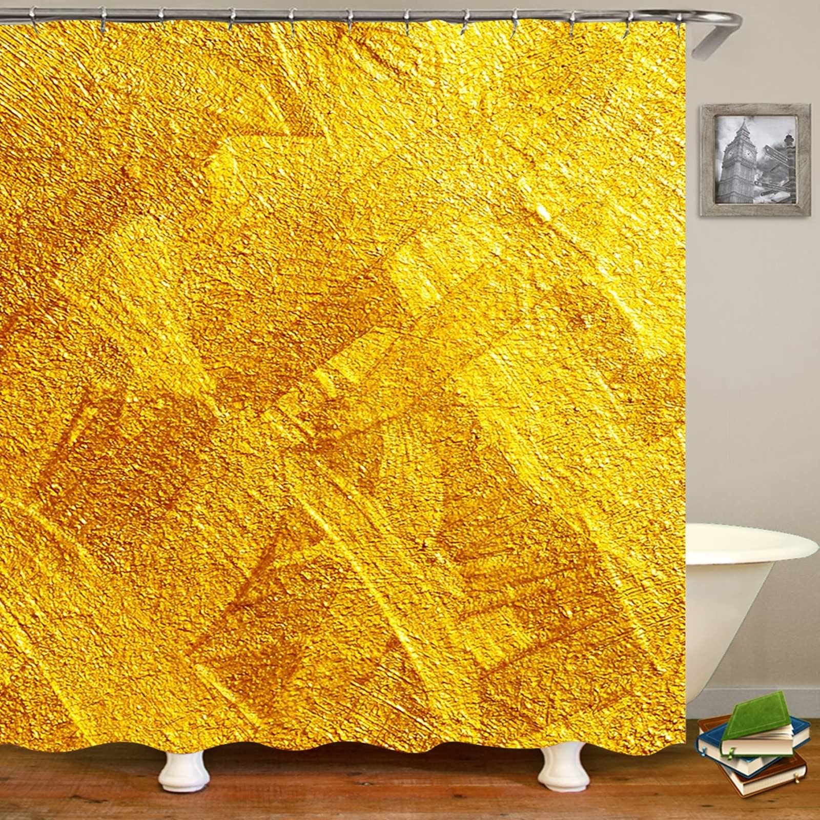 Rideau de douche anti éclaboussures KnSam doré 180x200cm