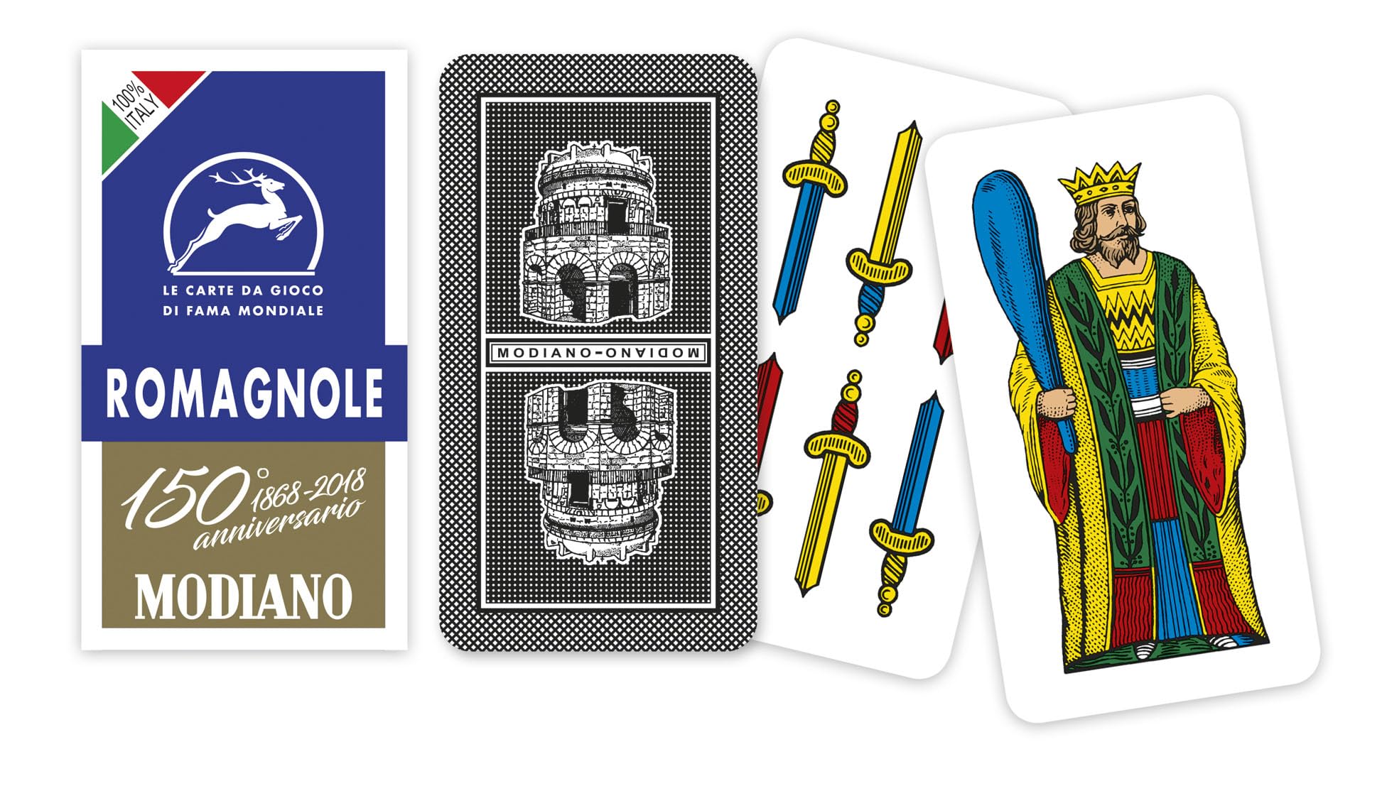 Modiano Romagna Blue Cards of 150th Anniversary, 2 cm