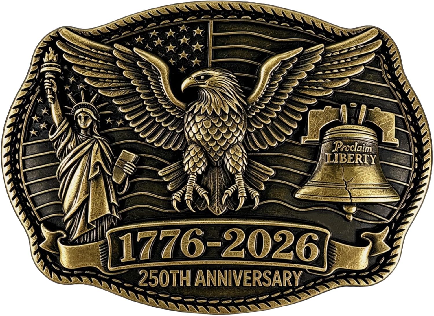 USA 250th Anniversary Belt Buckle for Men American Eagle US Flag 1776 Liberty Bell Western Cowboy Belt Buckles