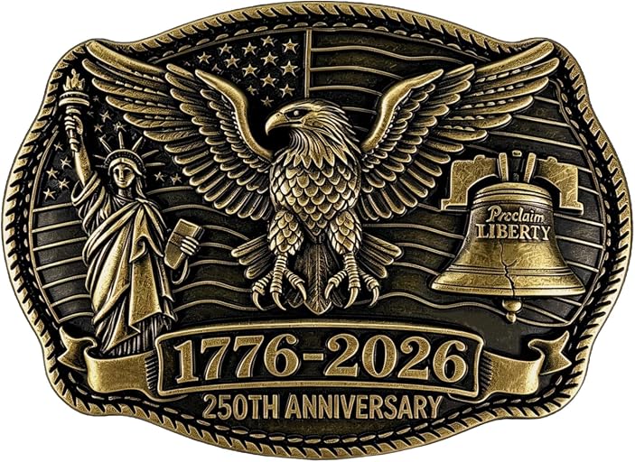 USA 250th Anniversary Belt Buckle for Men American Eagle US Flag 1776 Liberty Bell Western Cowboy Belt Buckles