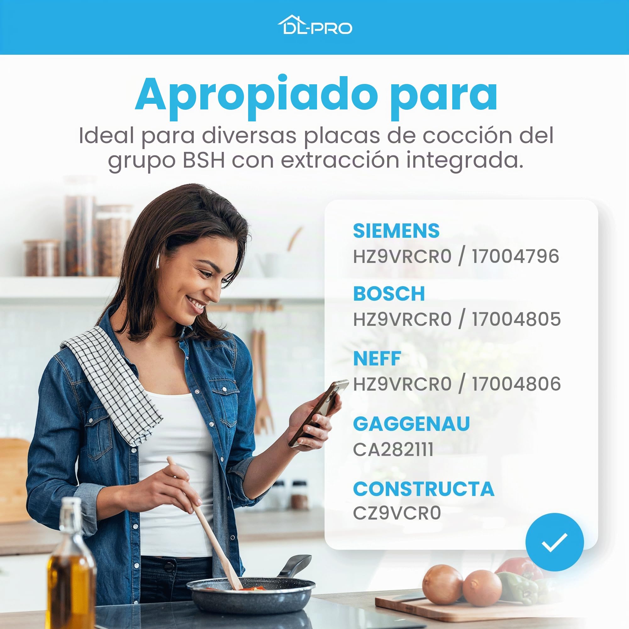 DL-pro Clean Air - Juego de 4 filtros de carbón activo para campana extractora Bosch HEZ9VRCR0 | Siemens HZ9VRCR0 | Neff Z821VR0 | Gaggenau CA282111 | Constructa CZ9VRCR0 192 x 75 x 35 mm