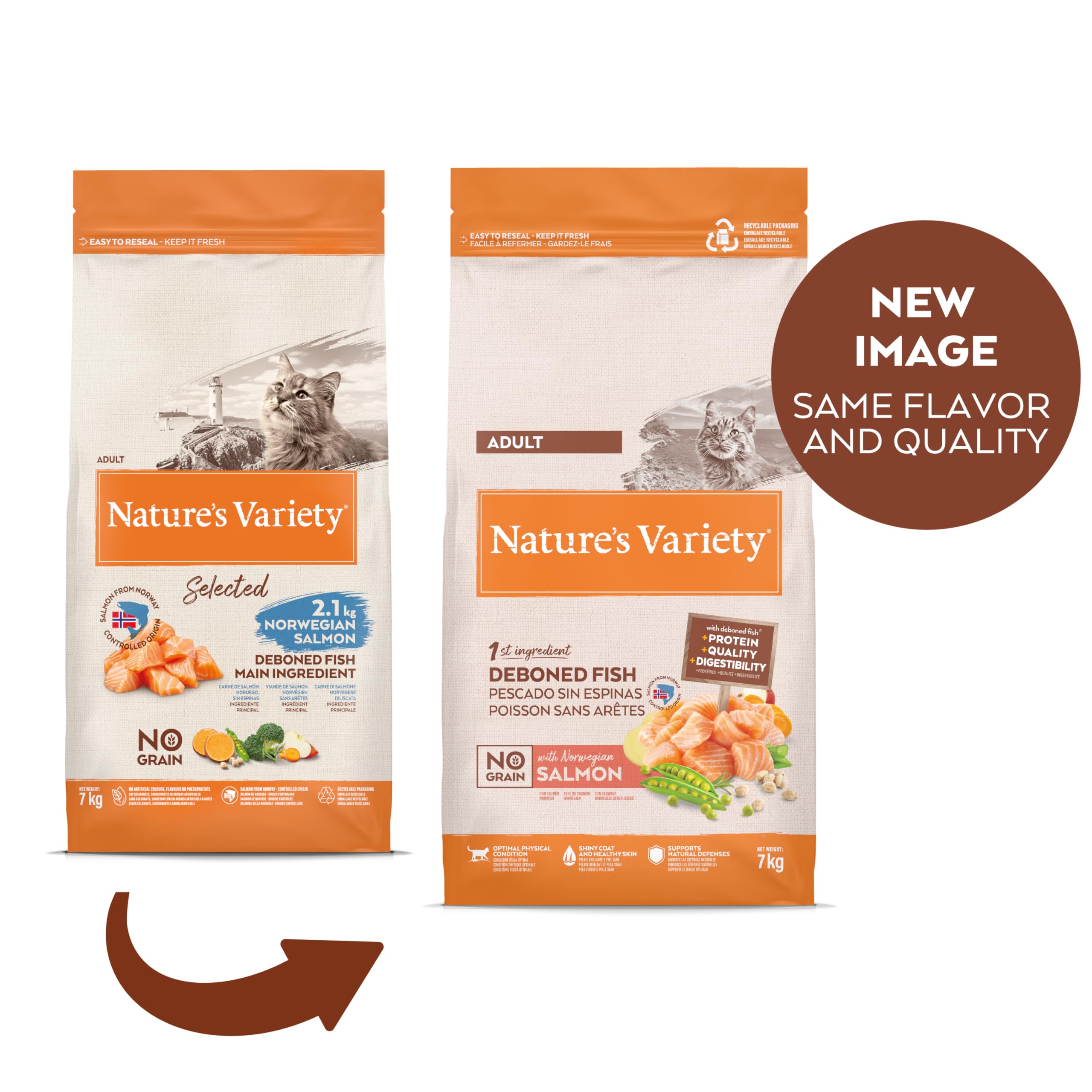 Nature's Variety Selected, Cibo per Gatti Adulti con Salmone Norvegese Diliscato 7 Kg