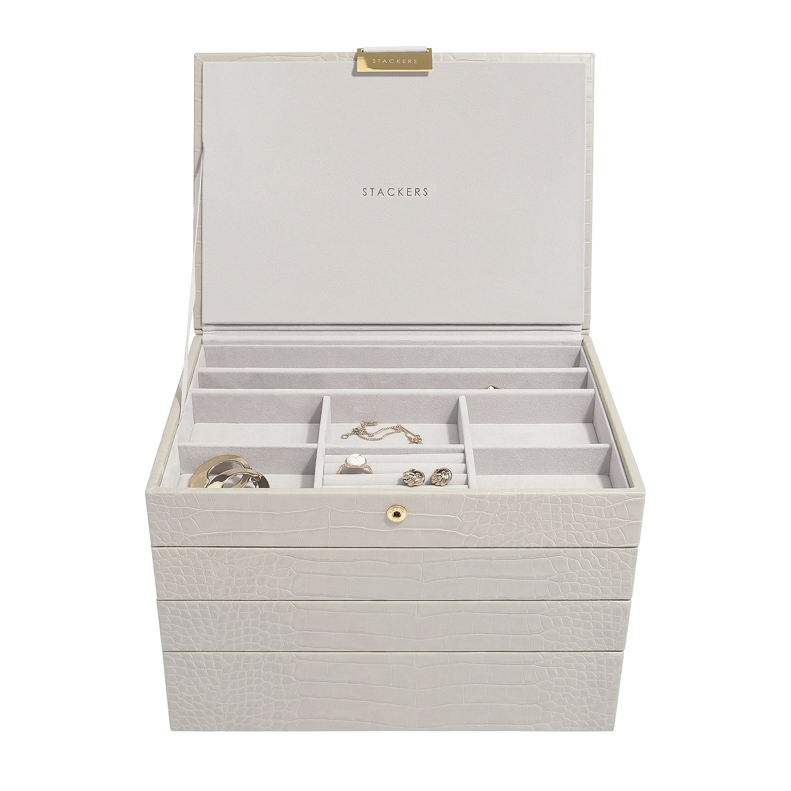 Stackers Putty Croc Classic Medium Jewellery Box, Set Of 4