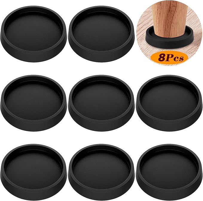 Furniture Leg Coasters 8Pcs Caster Cups 2.5”Non Slip Rubber Pads