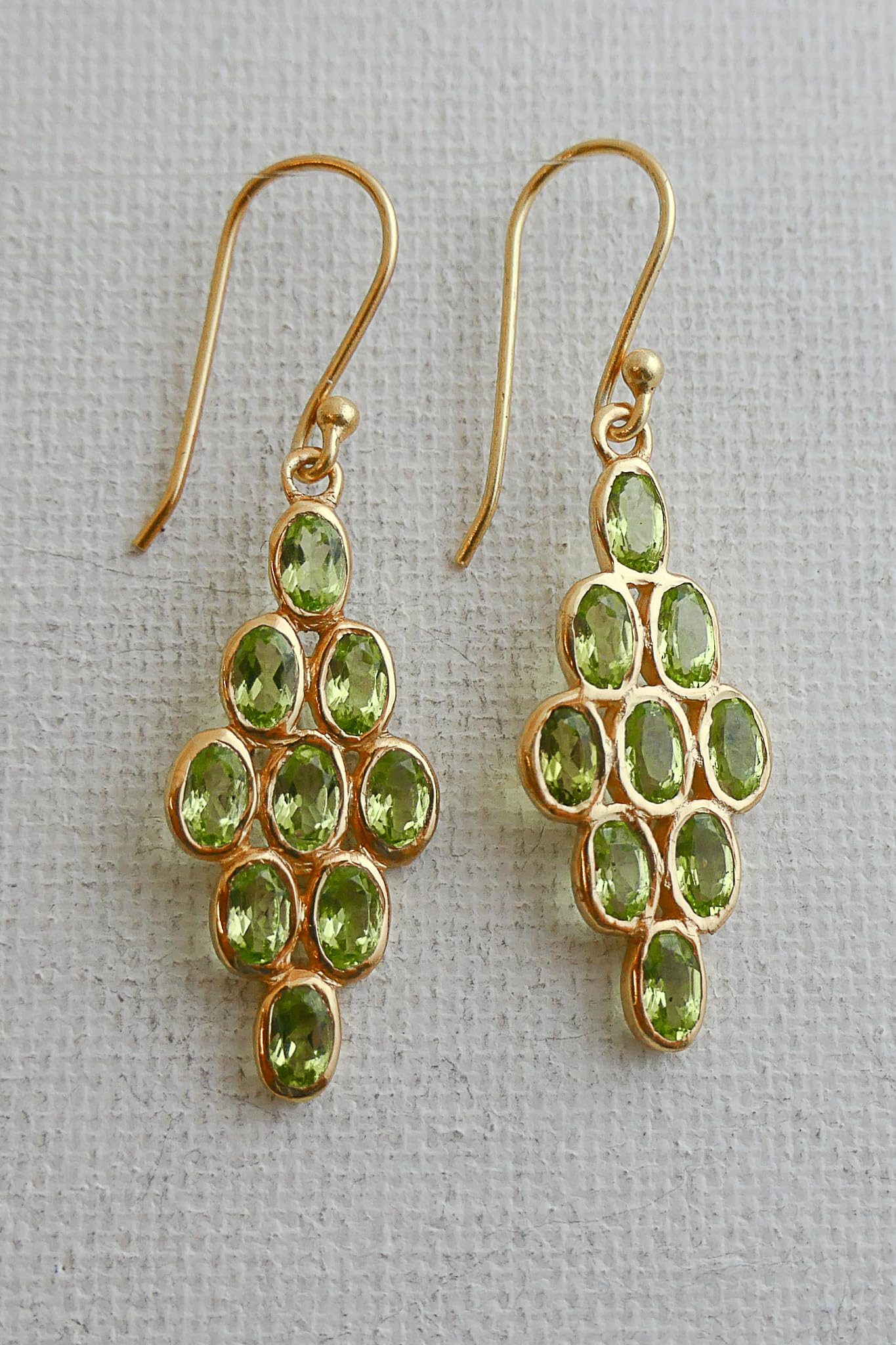 Boucles d'oreilles en argent sterling plaqué or péridot