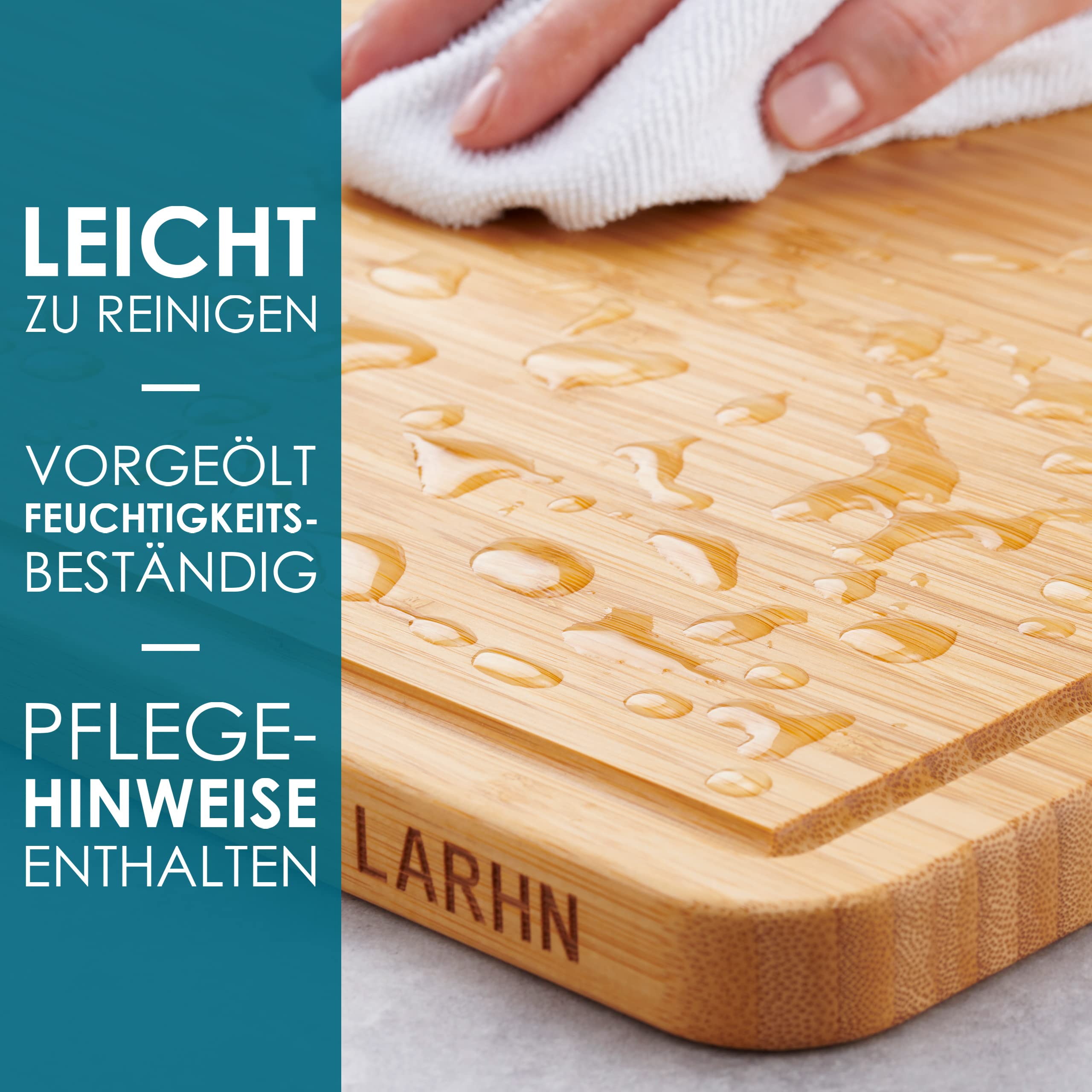 LARHN 2-in-1 Schneidebrett Aus Bambus - 44x30cm Schneiden & Servieren | Mit Lebenslanger Garantie