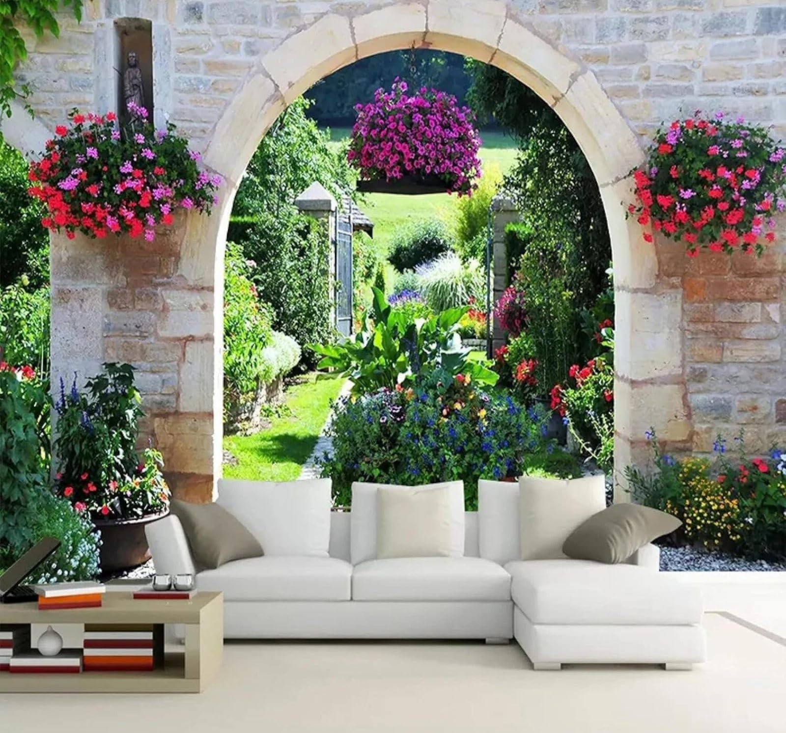 XLMING Aesthetic Three Dimensional Arch Garden Landscape 3D Wallpaper Luxury Home Dining Decor Paste Sofa Living Room The Wall for Bedroom Mural-150cm×105cm