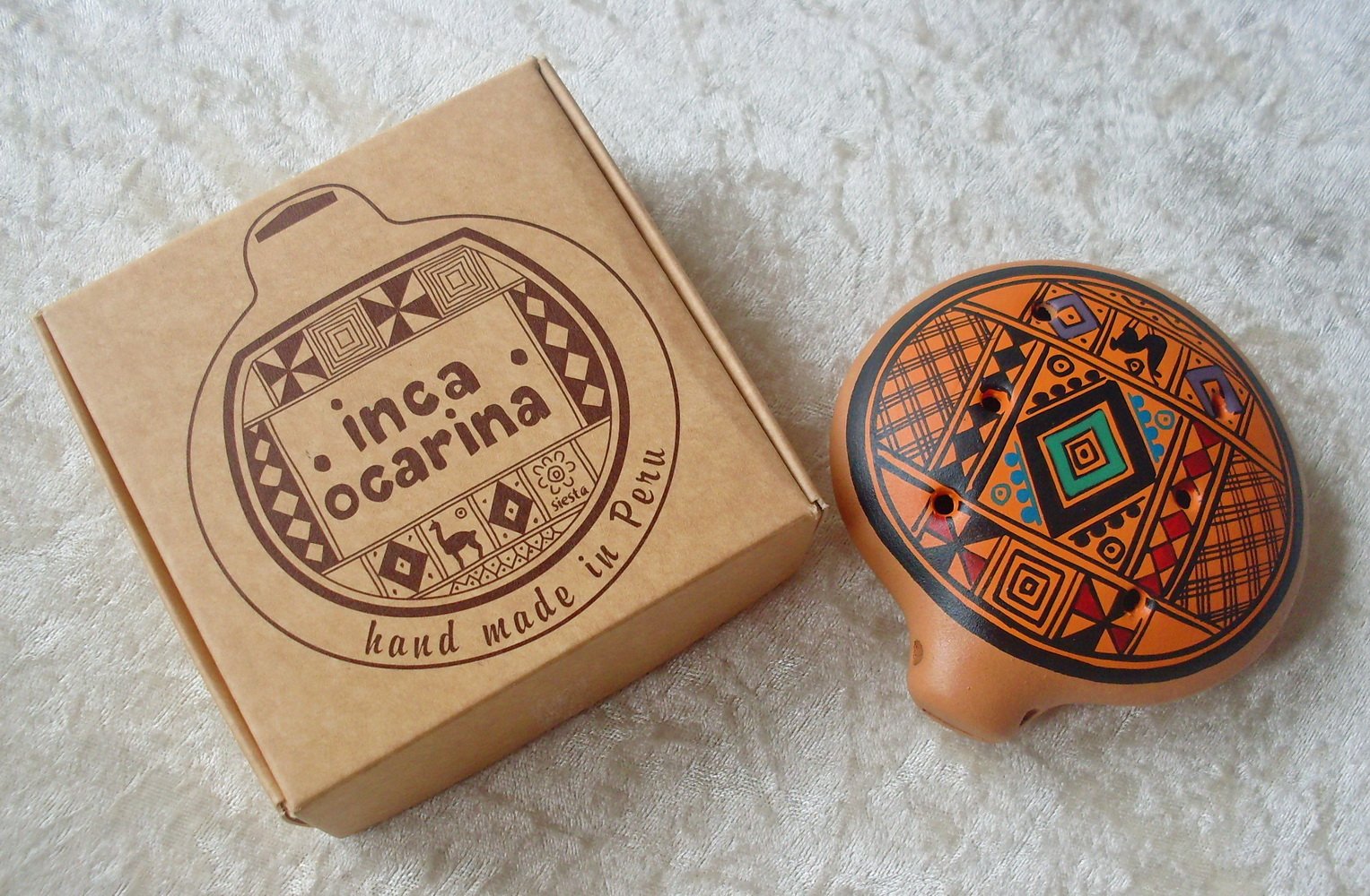 Flûte inca Ocarina, traditionnelle du Pérou, issue du commerce équitable, orange