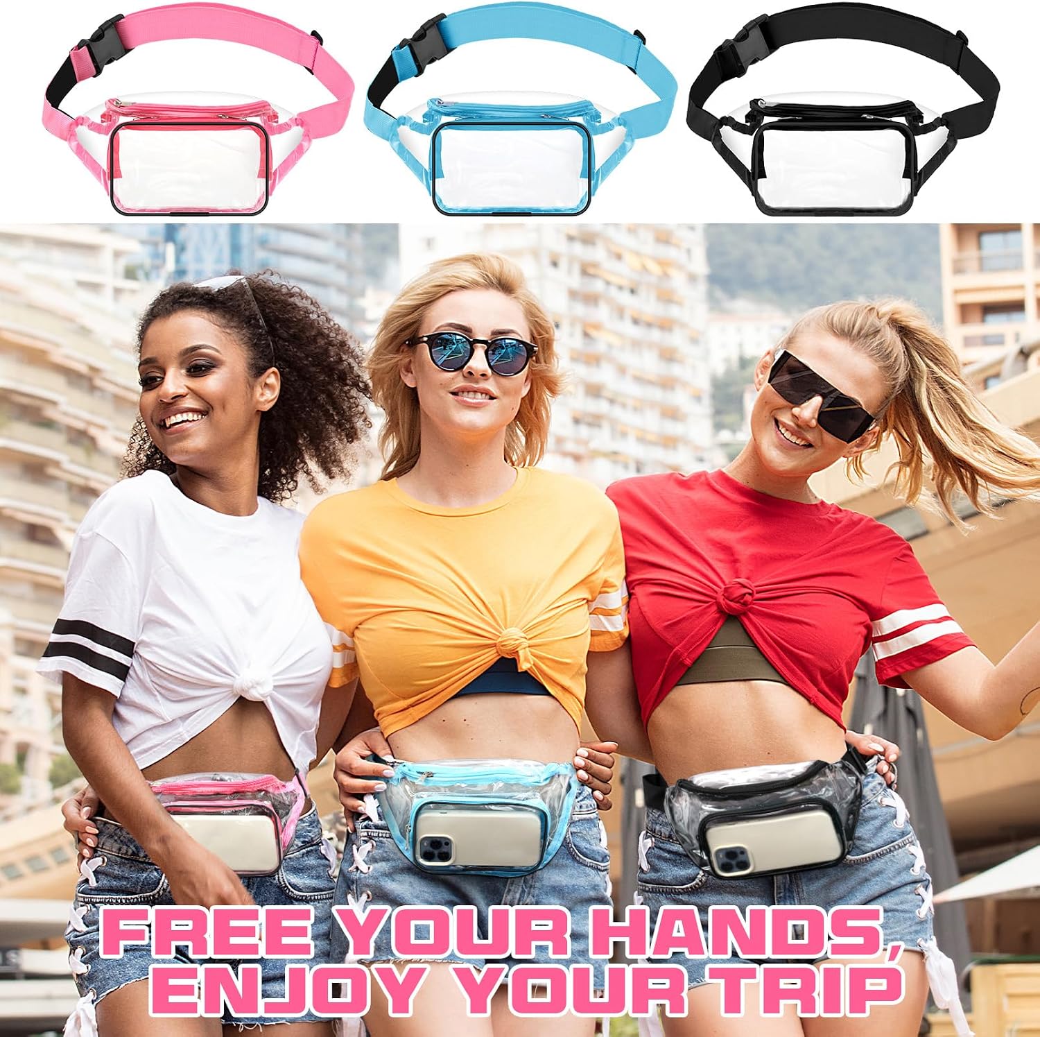 12 Pcs Clear Fanny Packs Women Men Waist Bag Approved Stadium Waterproof Adjustable Running Sport Accessories
