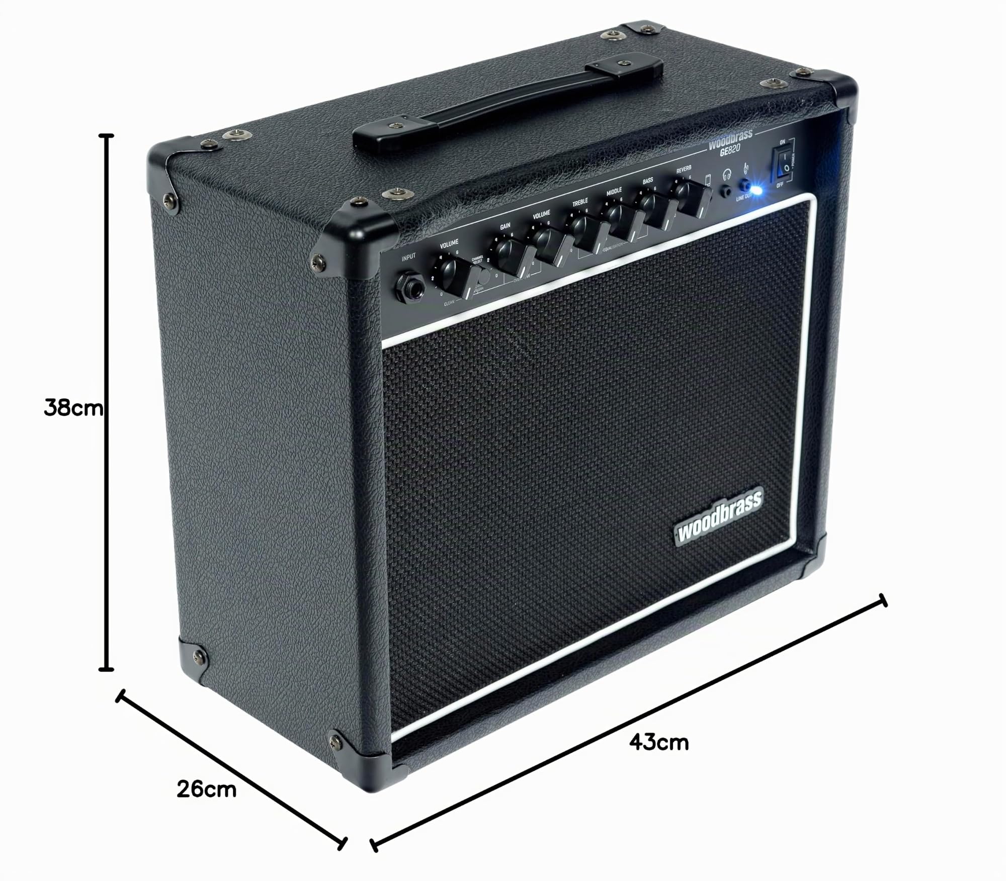 Woodbrass GB820 Amplificateur Combo pour Basse Électrique - Ampli 20W idéal pour Bassiste débutant et Amateur - Compresseur, Prise Casque et AUX
