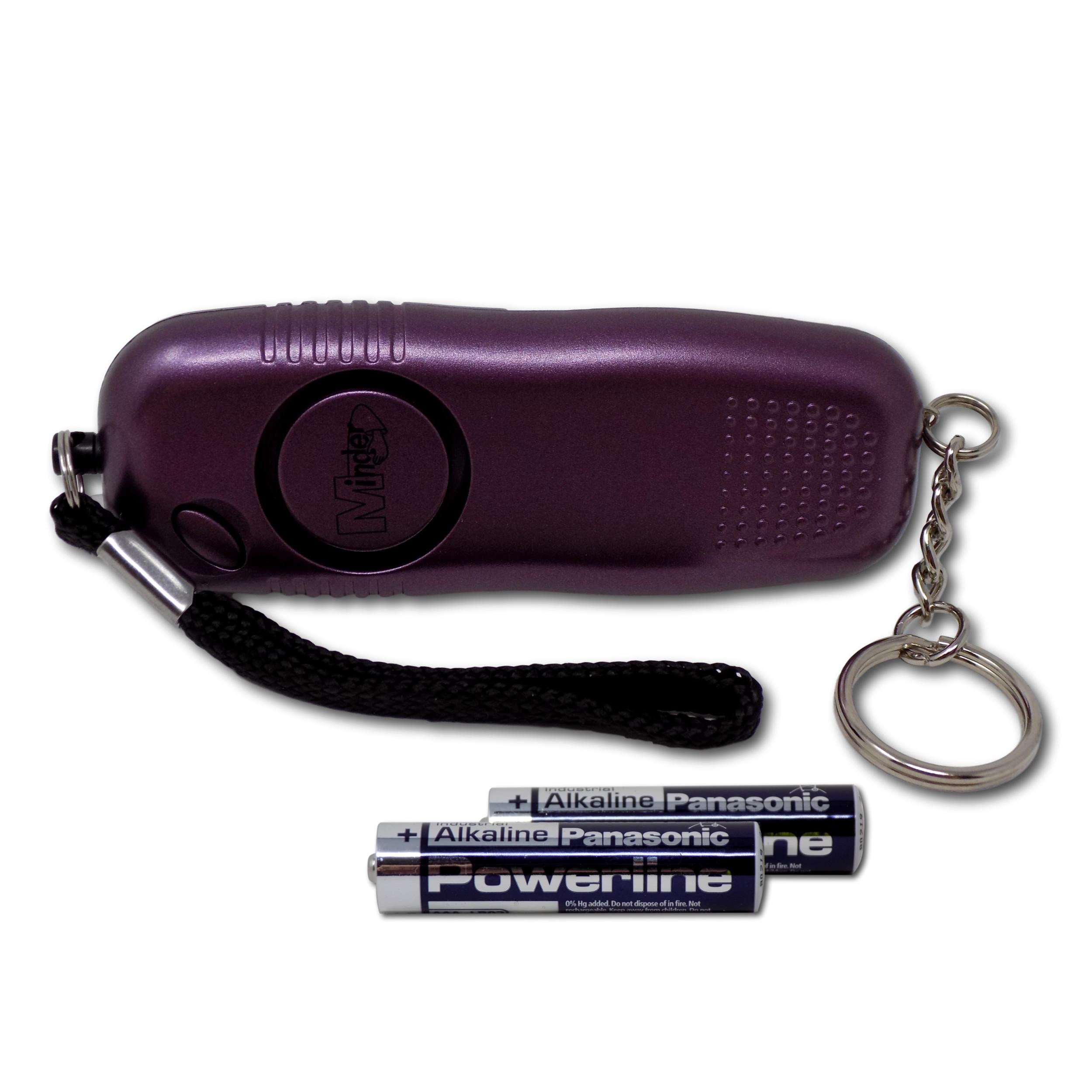 Minder Purple 130Db Police Approved Personal Staff Panic Rape Attack Safety Security Keyring Alarm With Flashlight (With Spare Batteries, )