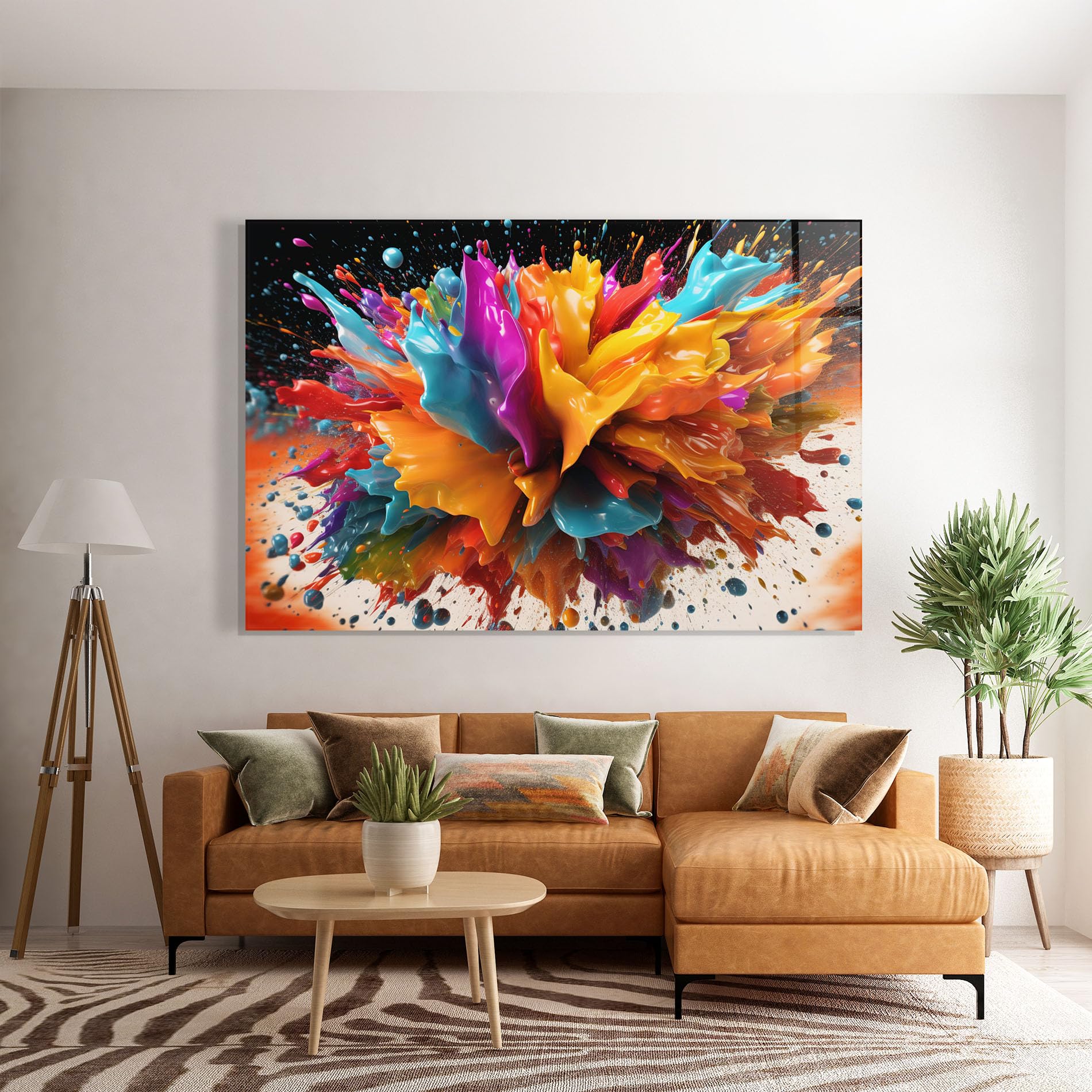 ARTHUB® Moderne impression sur verre 50x70 cm, 4mm verre trempé | Tableau en verre salon et chambre, Décoration murale moderne, Décoration intérieure, abstrait, Abstract Splash