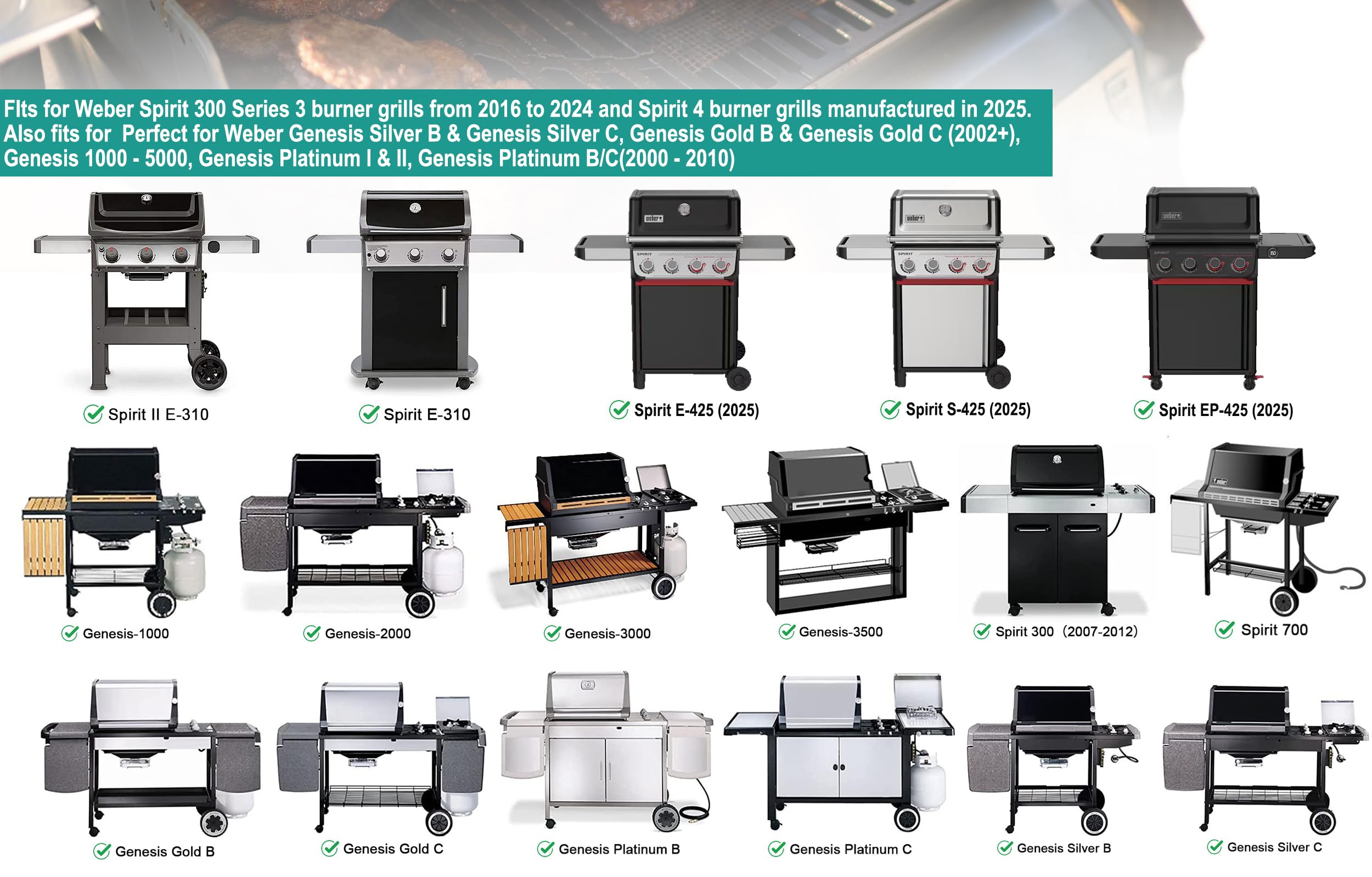 Edelstahl-Heizplatte Für Weber Genesis & Spirit Grills – Ersatzteil SG523, 3 Stück