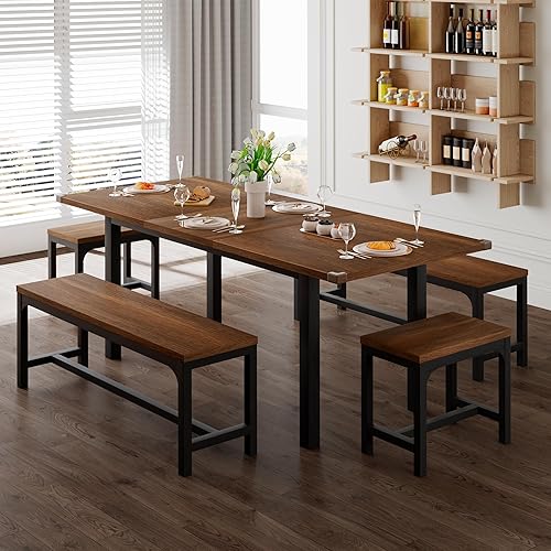 Feonase 5-Piece Dining Table Set for 4-8 People, 63" Extendable