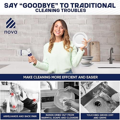 Miniatura 2 de NOVA Cepillo eléctrico 2.0, cepillo giratorio recargable inalámbrico de mano para limpiar bañeraazulejossuelofregaderoventana motor más fuerte y
