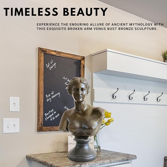 Broken Arm Venus Bust Bronze Sculpture-Mythology-Greek Roman Goddess of Love Bronze Statue and Sculpture for Home Office Decor or Artwork Gift Collection