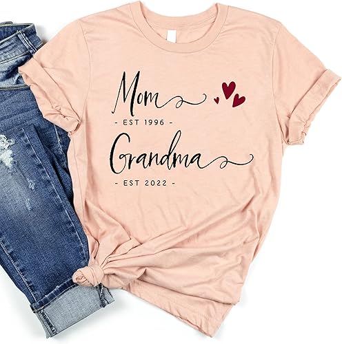 Camisa personalizada para abuela, mamá y abuela Est, camisa personalizada, cumpleaños, Navidad, para su mamá, Mimi Gigi, tía, multicolor, Multi color
