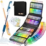 Glitter Gel Pens with Case for Adult Coloring Books, 100 Color Glitter Pen Set 30% More Ink Neon Glitter Gel Marker for Journaling Crafting Doodling Drawing