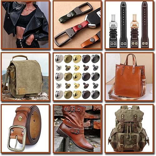 Miniatura 7 de YORANYO Juego de 30 tornillos Chicago de cuero, remaches de metal, remaches para ropa, tornillos de fijación de Chicago con picos y tachuelas para