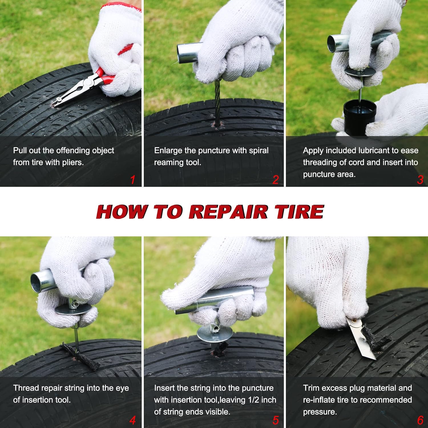 AWELCRAFT 35-Piece Universal Heavy Duty Tire Plug Kit to Fix Punctures and Plug Flats, Ideal for Cars, Trucks, Motorcycles, ATV, with Storage case : Automotive