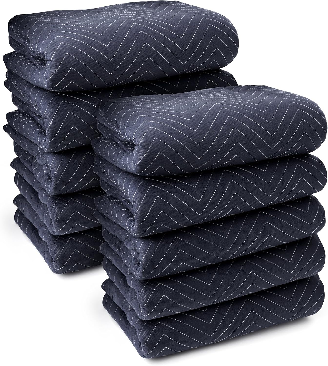 Sure-Max 10 Moving & Packing Blankets - Pro Economy - 80 x 72 (35 lb/dz weight) - Professional Quilted Shipping Furniture Pads Navy Blue and Black