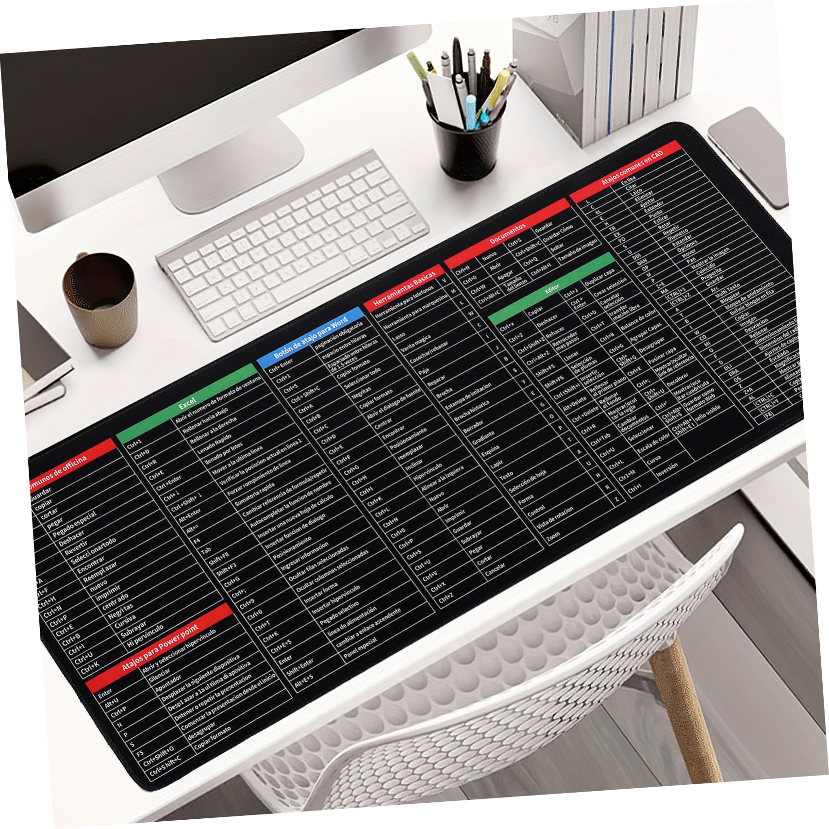 BESTonZON Tappetino per Mouse da Scrivania Gaming Multifunzionale in Gomma e Tessuto, Grande Dimensione 300x800x3mm, Antiscivolo per Ufficio e Gioco