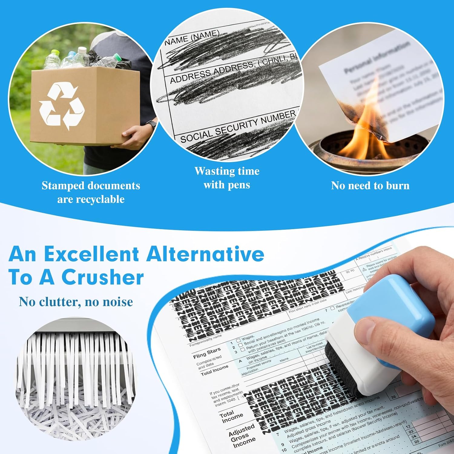 2 Pack Identity Theft Protection Roller Stamp, Protect Your ID Theft Protection Roller Stamp, Confidential Stamp for Mail Address ID Blackout Privacy & Security image 4 of 6 B0GD6VBF59