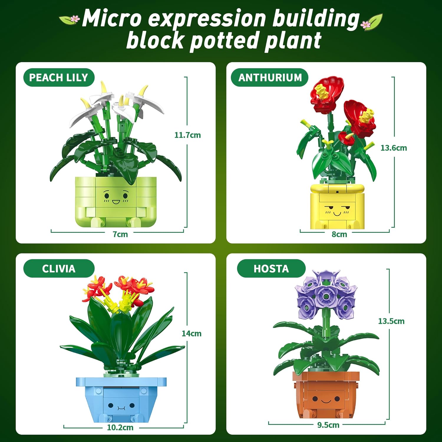 Flower Building Kit for Adults, 614 Pcs Happy Plants Flowers Set, Succulents Botanical Collection for Home Office Décor, Gift for Valentine's Day for Her/Girlfriend/Mom/Wife/Couple/Women
