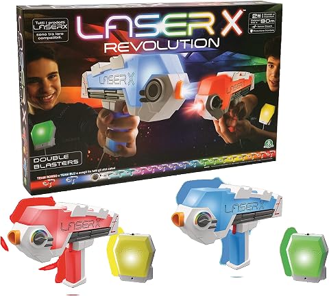 Giochi Preziosi - Laser X Revolution Blaster, 20 Colori per la tua Squadra, Colpisce fino a 90 metri, Contiene 2 Pistole Laser e 2 Ricevitori, per Bambini e Ragazzi dai 6 Anni, LAE12000