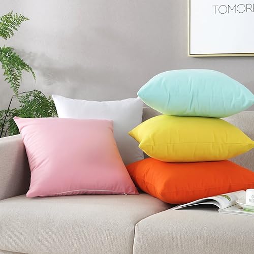 Miniatura 4 de TAOSON - Funda de cojín cuadrada de lona de algodón con cierre de cremallera oculto, disponible varios colores