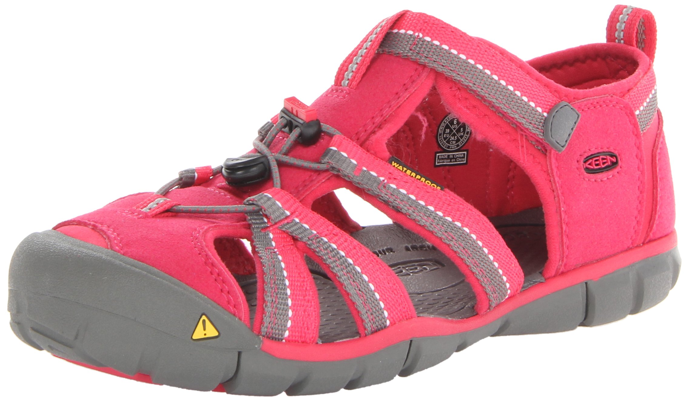 KEEN Big Kid's Seacamp 2 CNX Closed Toe Sandal, Rose Red/Gargoyle, 1 BK (Big Kid's) US