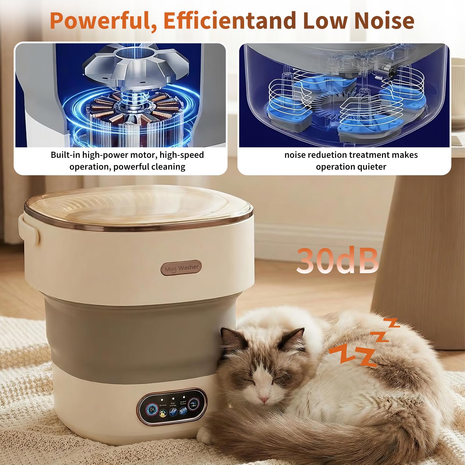 Mini lavadora plegable de 12 – 13 L, compacta y portátil, silenciosa, ahorro de energía, con centrifugado, para apartamentos, ropa interior y bebé, calcetines, ropa pequeña