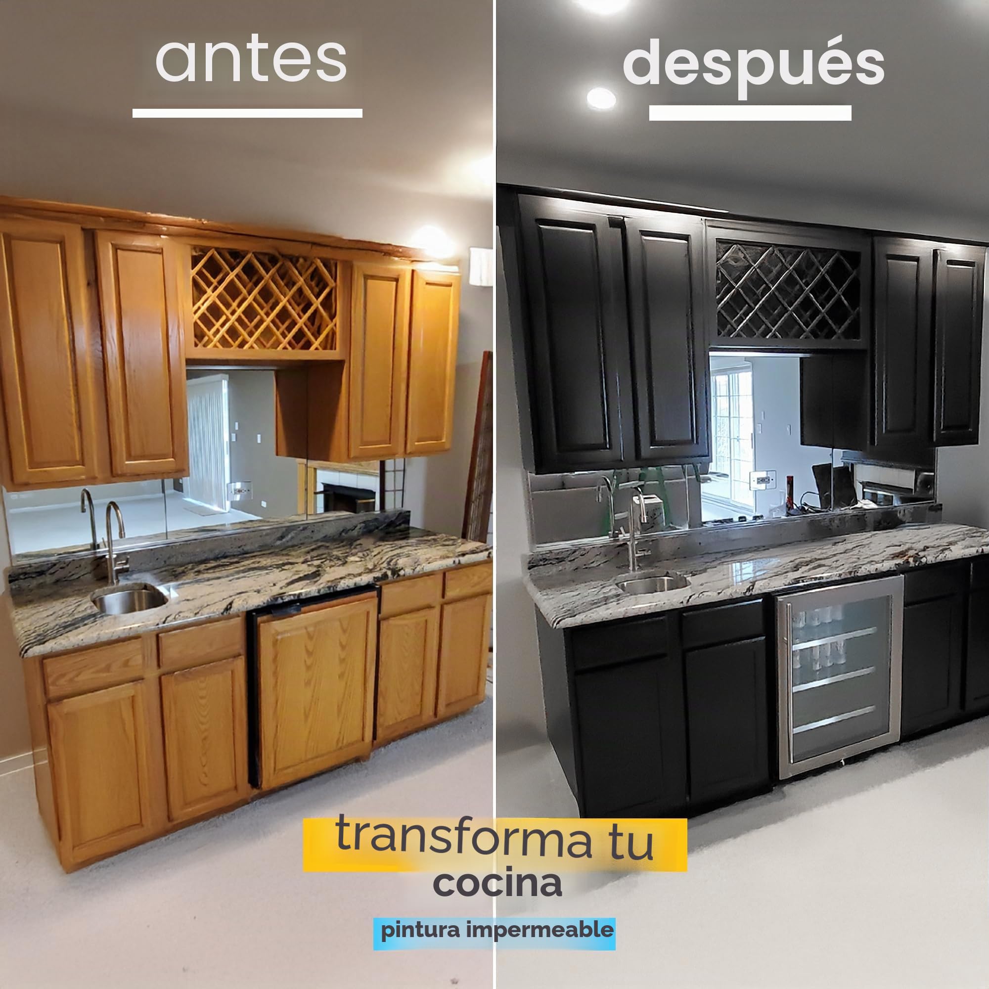 Pintura Multisuperficie - Pintura Impermeable Multiusos para Baño, Bañera, Azulejos, Lavabo, Muebles de Cocina, Encimeras, Madera, Mobiliario - Mate, 250ml (Negro)