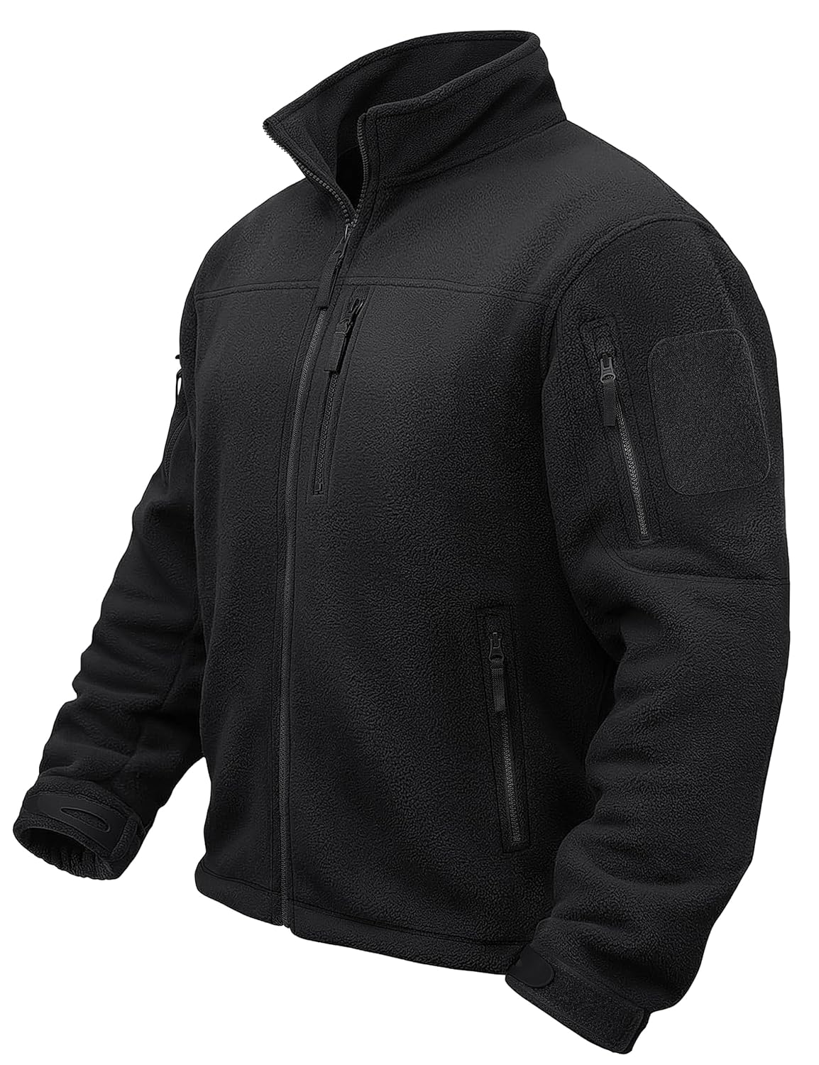 TACVASEN Mens Fleece Jacket Full Zip Winter Lightweight Tactical Jackets Outdoor Hiking Coats with Pockets