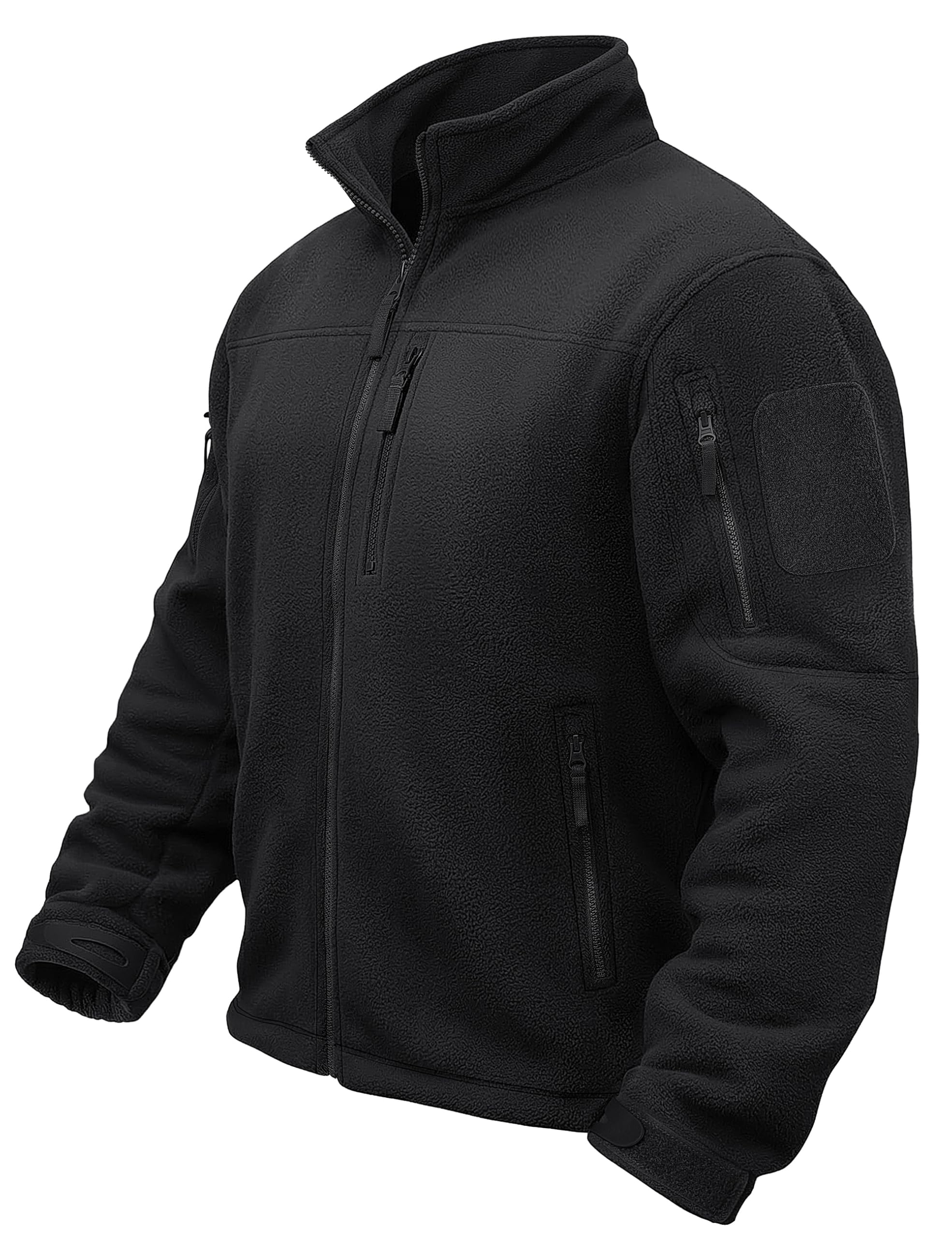 Men's Fleece Jacket Full Zip Winter Lightweight Tactical Jackets Outdoor Hiking Coats with Pockets