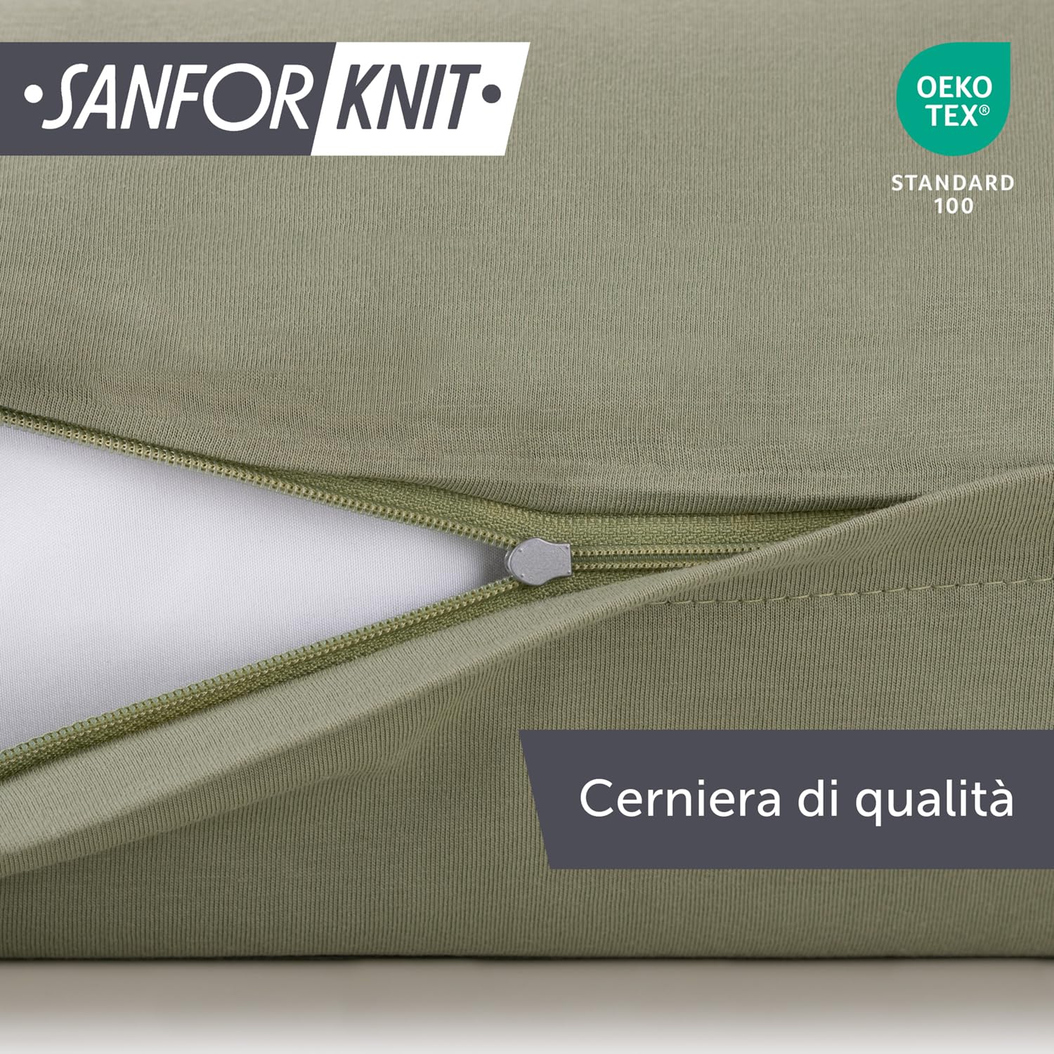 Blumtal Federe Cuscini Letto Matrimoniale Cotone - Federe Cuscini 40x80-100% Cotone, Set di 2 Federe in Jersey con Cerniera, Federa certificate Oeko-Tex, Federe Cuscino Letto - Verde Oliva