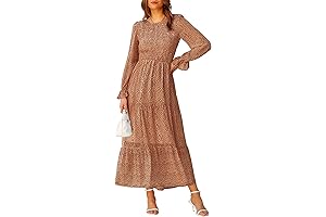 Women's Casual Long Sleeve Boho Maxi Dress