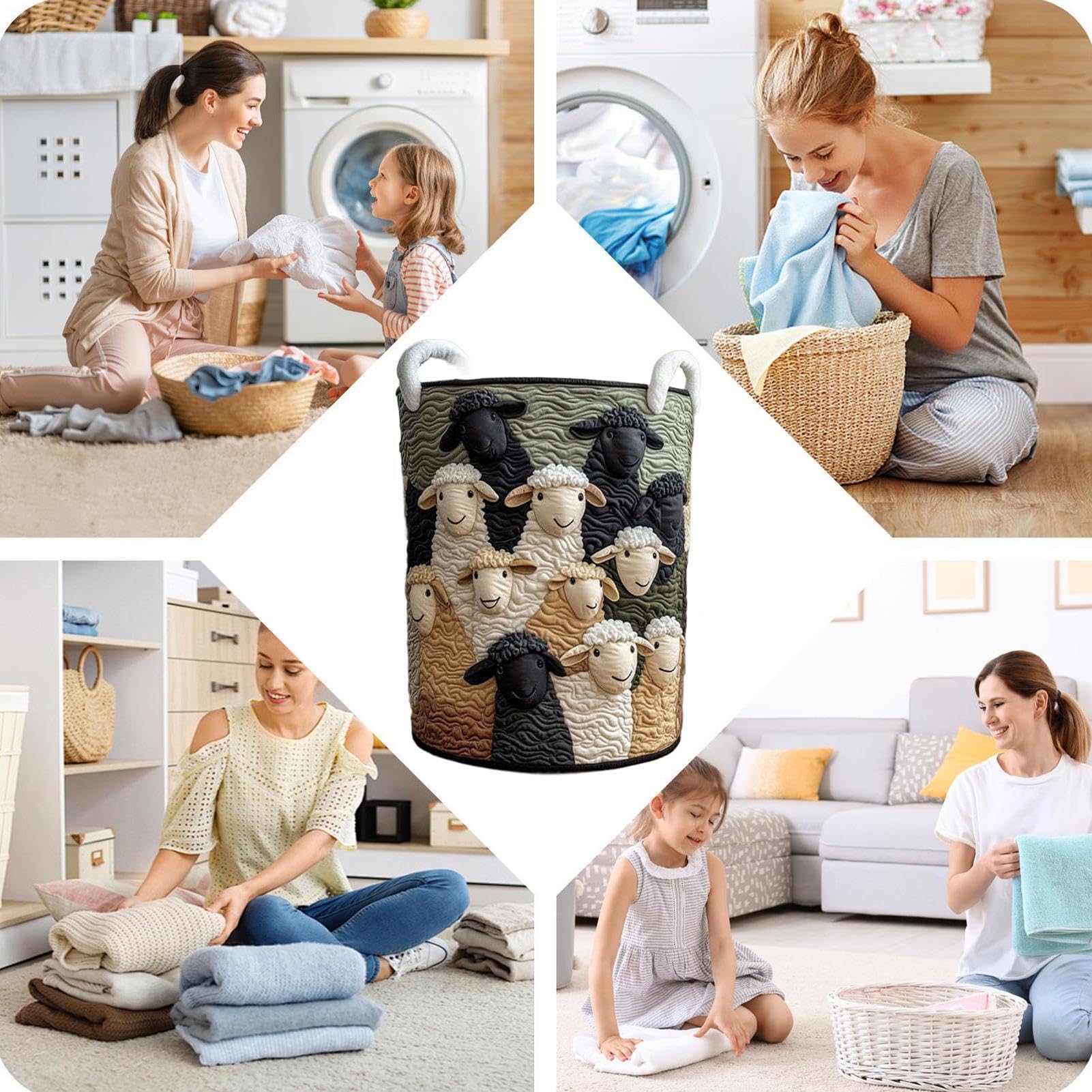 Cesto portabucato trapuntato con maniglie Contenitore per Panni Sporchi a | Cesto Organizzatore per Abbigliamento Per carini proprietari di casa e affittuari, camera bambini, came
