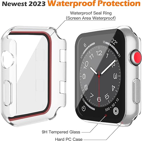 Miniatura 101 de Misxi [Paquete de 2] - Funda impermeable con botón para Apple Watch Series 6, SE, Series 5, Series 4 de 40 mm, funda protectora anticaídas de 1