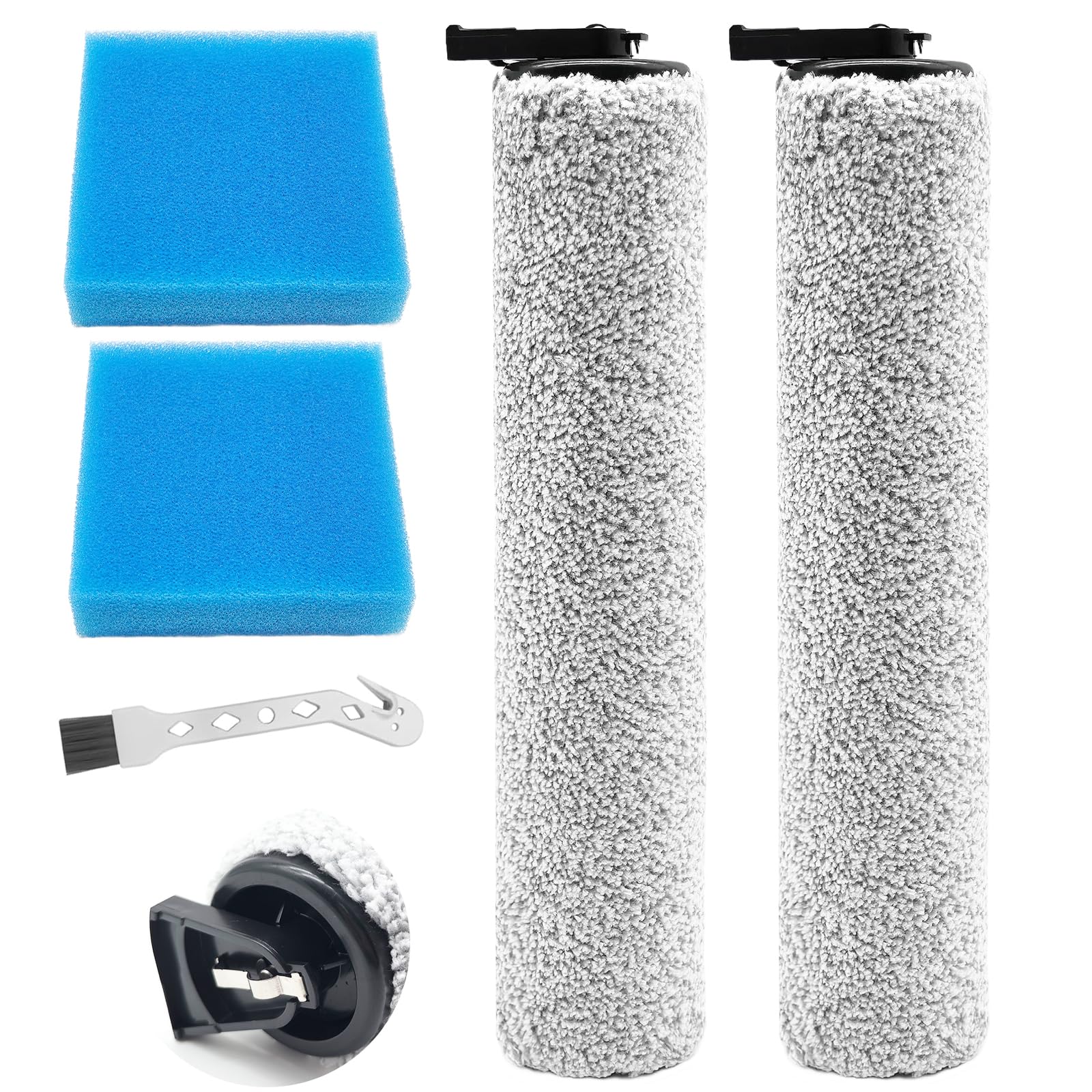 Kit Ricambio Spazzola A Rullo In Spugna Per Eureka New400 - Include 1 Rullo E 2 Filtri In Cotone, Per Pavimenti In Legno E Marmo